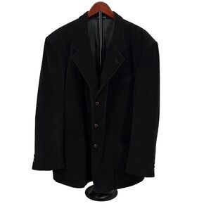 Georgio Giovanno Mens Black Corduroy Blazer Jacket 3-Button Sport Coat 44R